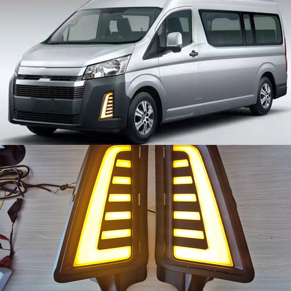 YE-004 2019-2022 HIACE DRL FOG LIGHT LED Daytime Running Light With Yellow Turn Signal Led DRL Fog Lamp 12V Car
