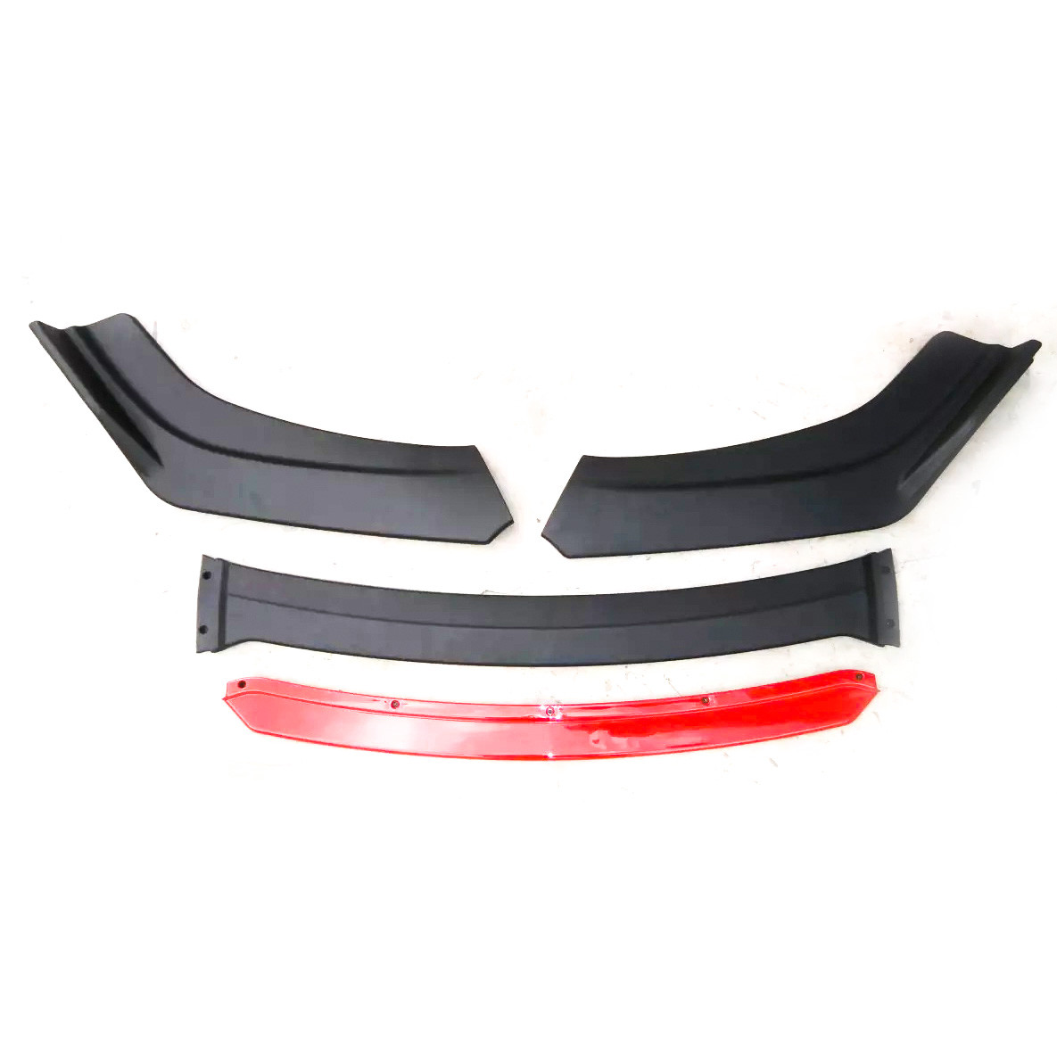 4pcs Matte Black Car Front Bumper Lip Diffuser Body Kit Red Lining