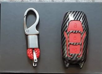 A Style Carbon Red for Ford Cars Keychain Carbon Car Key Case Cover Key Chain Holder