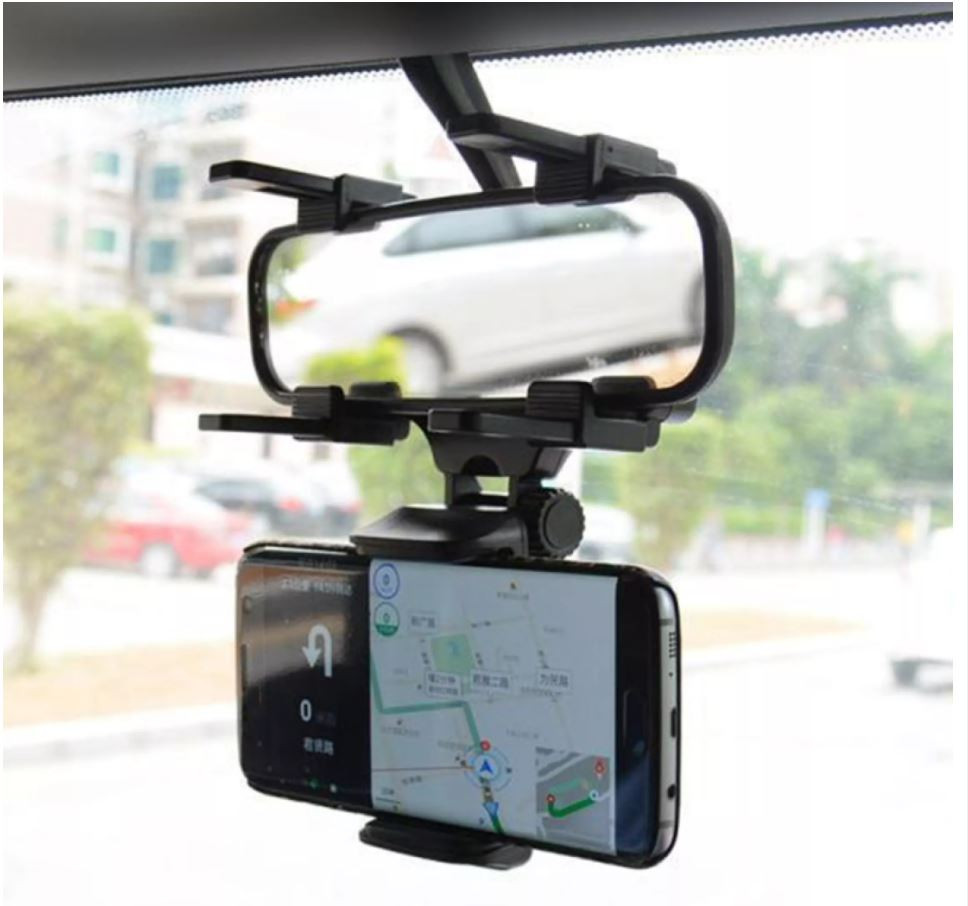 Universal Car Rear View Mirror Mount Phone 180 Degree Rotation GPS Navigator Holder Stand Bracket