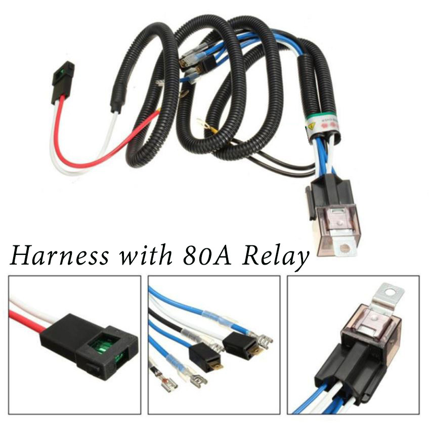 Car 12V Horn Wiring Harness Kit with 80Amp Relay and 30A Fuse For Grille Mount Horns Universal