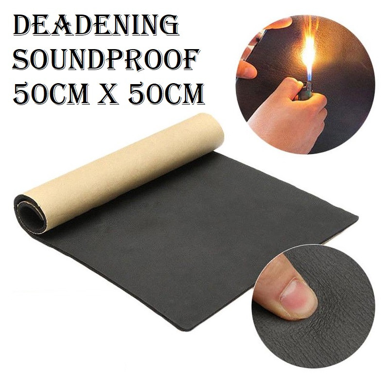 50cm x 50cm Deadening Soundproof Cotton Rubber Deadener Insulator Self Adhesive Black Universal