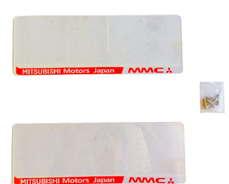 2Pcs Car Plate Cover with MITSUBISHI MOTORS Logo Universal FREE SCREW BOLTS STAINLESS