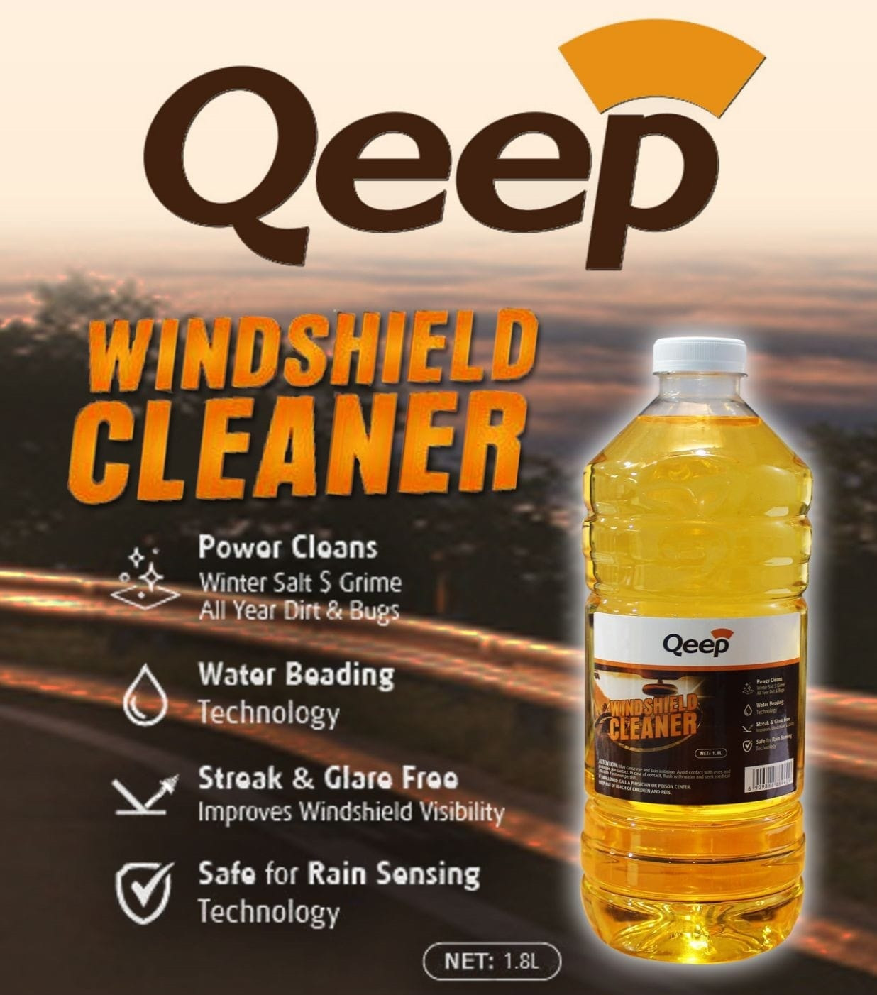 QEEP WINDSHIELD CLEANER RAIN REPELLENT CAR WIPER WASHER FLUID WINTER 1800ML
