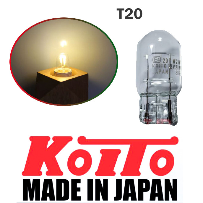 1Pc T20 Bulb Standard Single Contact Pin Koito T20/W21W Ordinary Bulb Clear White