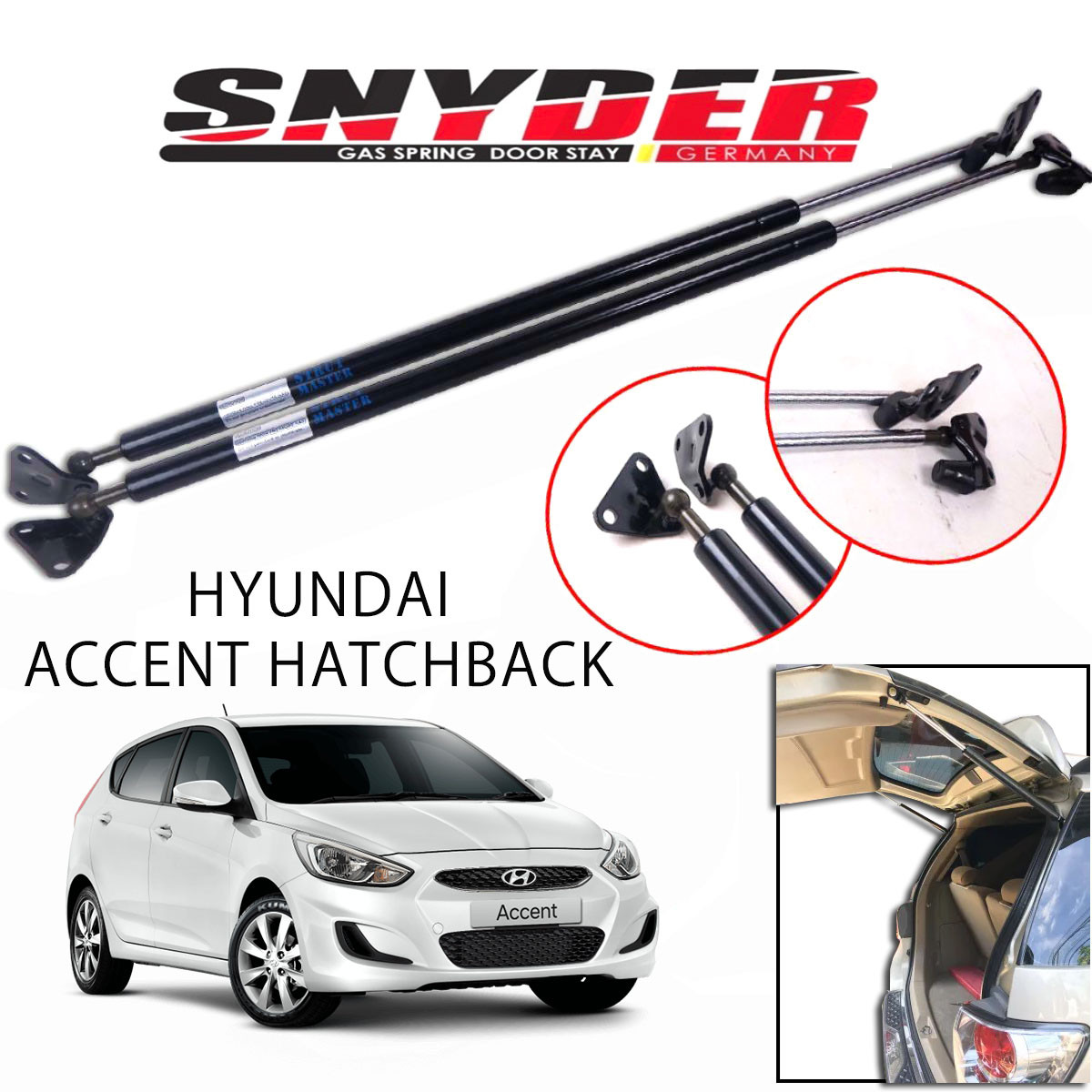 SGS-1013 (Right) Hyundai Accent Hatchback 1.6 DSL Gas Spring Door Stay Damper Struts Trunk Open - Snyder