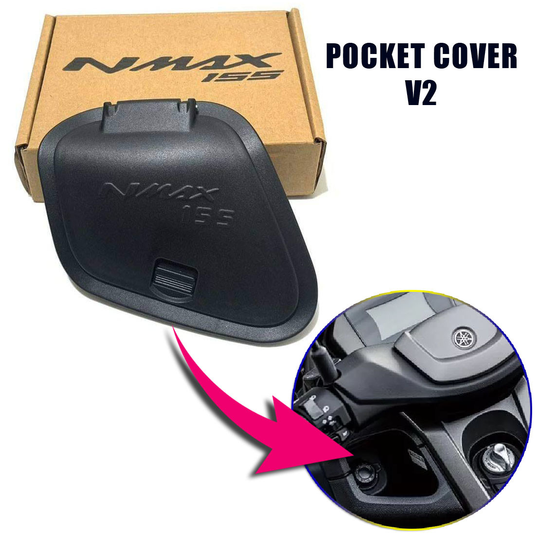 Yamaha Nmax 155 Side Pocket Cover V2 Volt Compartment Cover Black