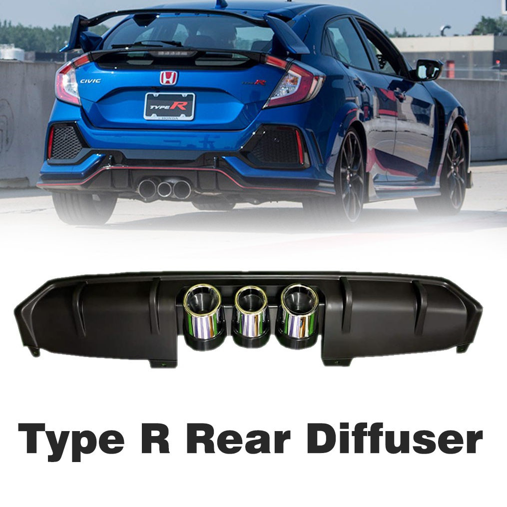 XHQP-RG011 2016-2020 Honda CIVIC FC DIFFUSER Type R Rear Bumper Diffuser Triple Tip Exhaust