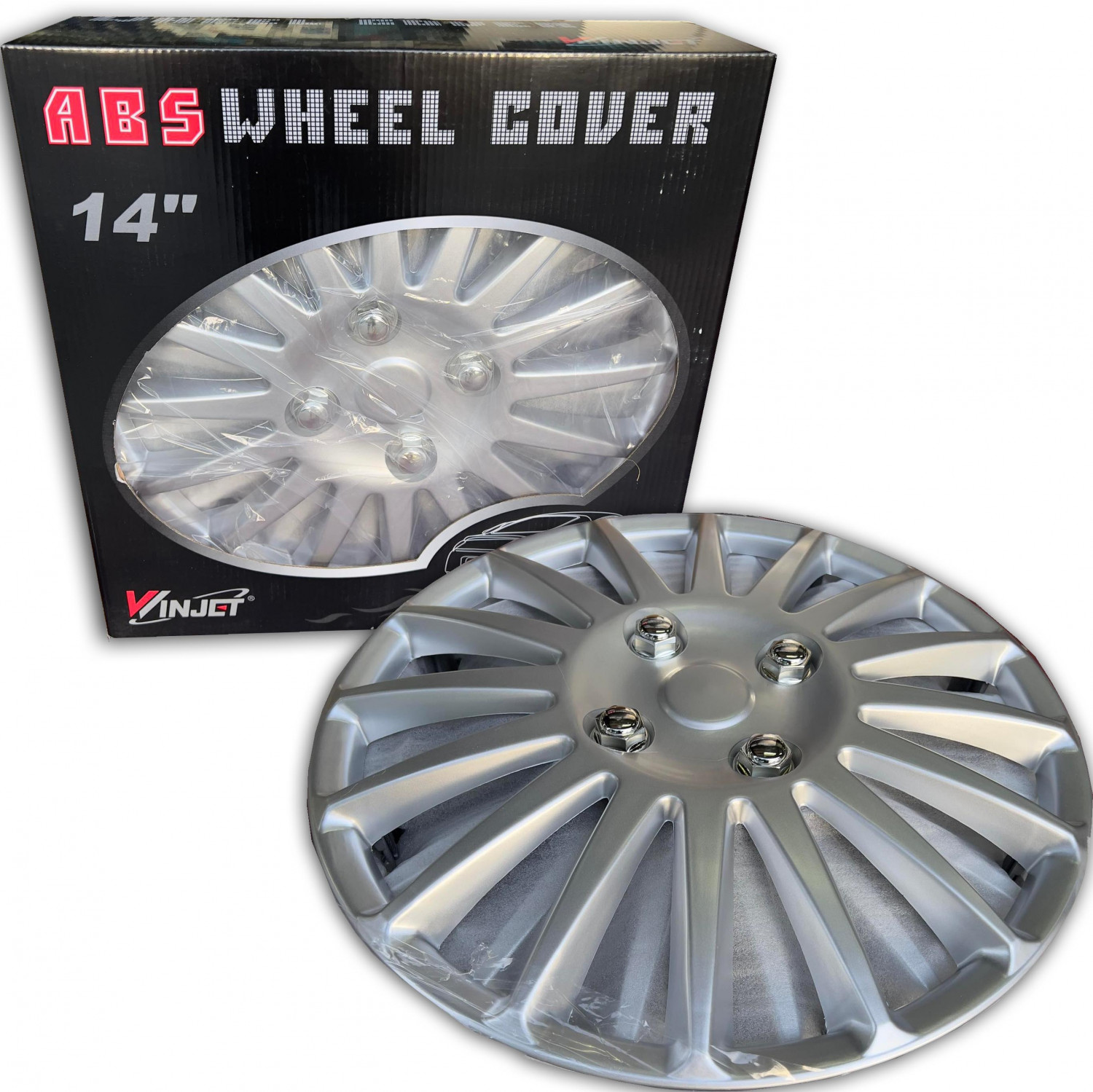 WINJET 14" Chrome WJ-5019-A-14 Silver 4Pcs Hub Caps Wheel Cover Car Wheel Rim Hub Cover Rim Cover