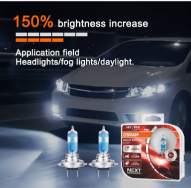OSRAM H7 12V 55W Auto Bulbs Halogen Headlight 3750K Night Breaker Laser Next Generation Set of 2