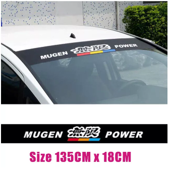 Windshield Sticker Mugen Power Car Honda MUGEN windshield Decal with Background Black and Reflector Letters
