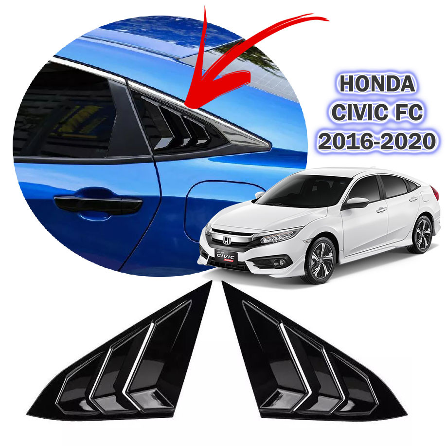 2016-2020 Honda Civic FC Rear Side Window Scoop Air Vent Glossy Black XHQP-CS001