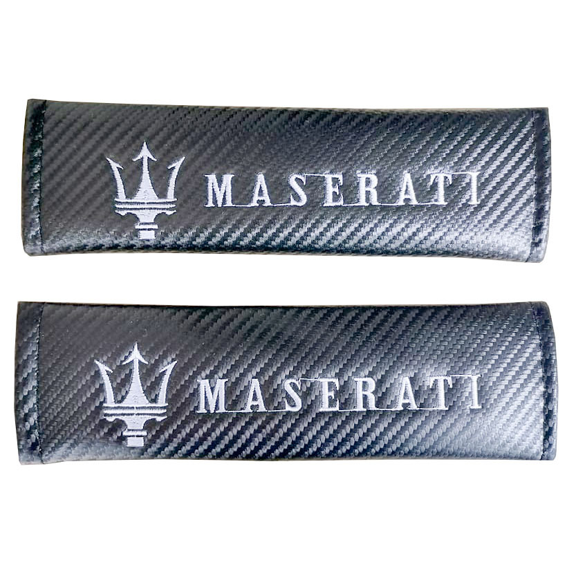 MASERATI 2pcs Car Seat Belt Shoulder Pad Carbon Fiber Sports Design Seat Belt Cover