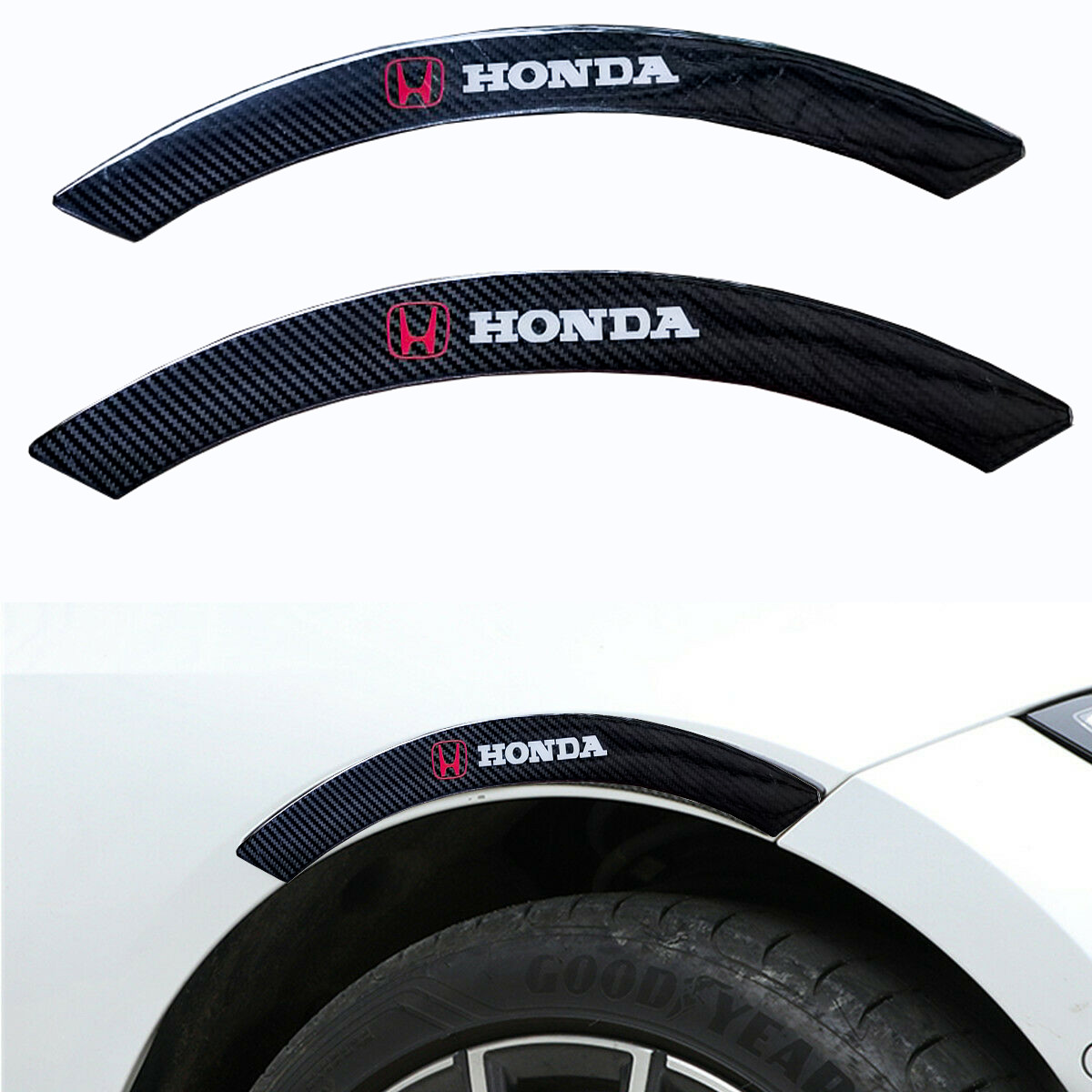 2PCS HONDA Car wheel eyebrow strip fender arch trim protector sticker carbon Anti-Collision