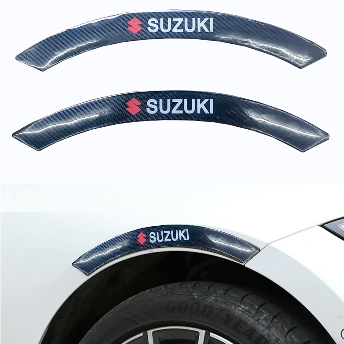 2PCS SUZUKI Car wheel eyebrow strip fender arch trim protector sticker carbon Anti-Collision