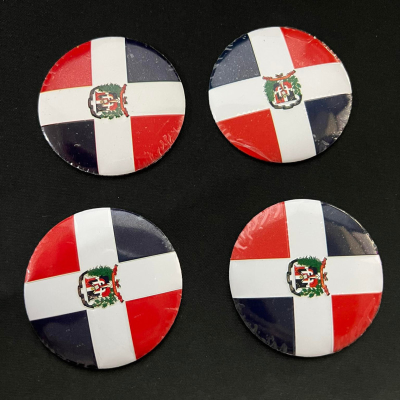 DOMINICAN REPUBLIC FLAG 4pcs Car Wheel Center Hub Cap Sticker Cover Metal Case 56mm Tire Mags Emblem Badge Decal 3D