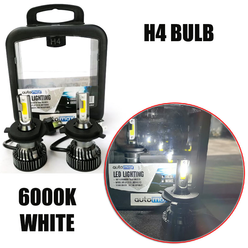 Automax Led Lighting Headlight Bulb H4 6000K Cool White light Temperature 100M Longer Light Distance