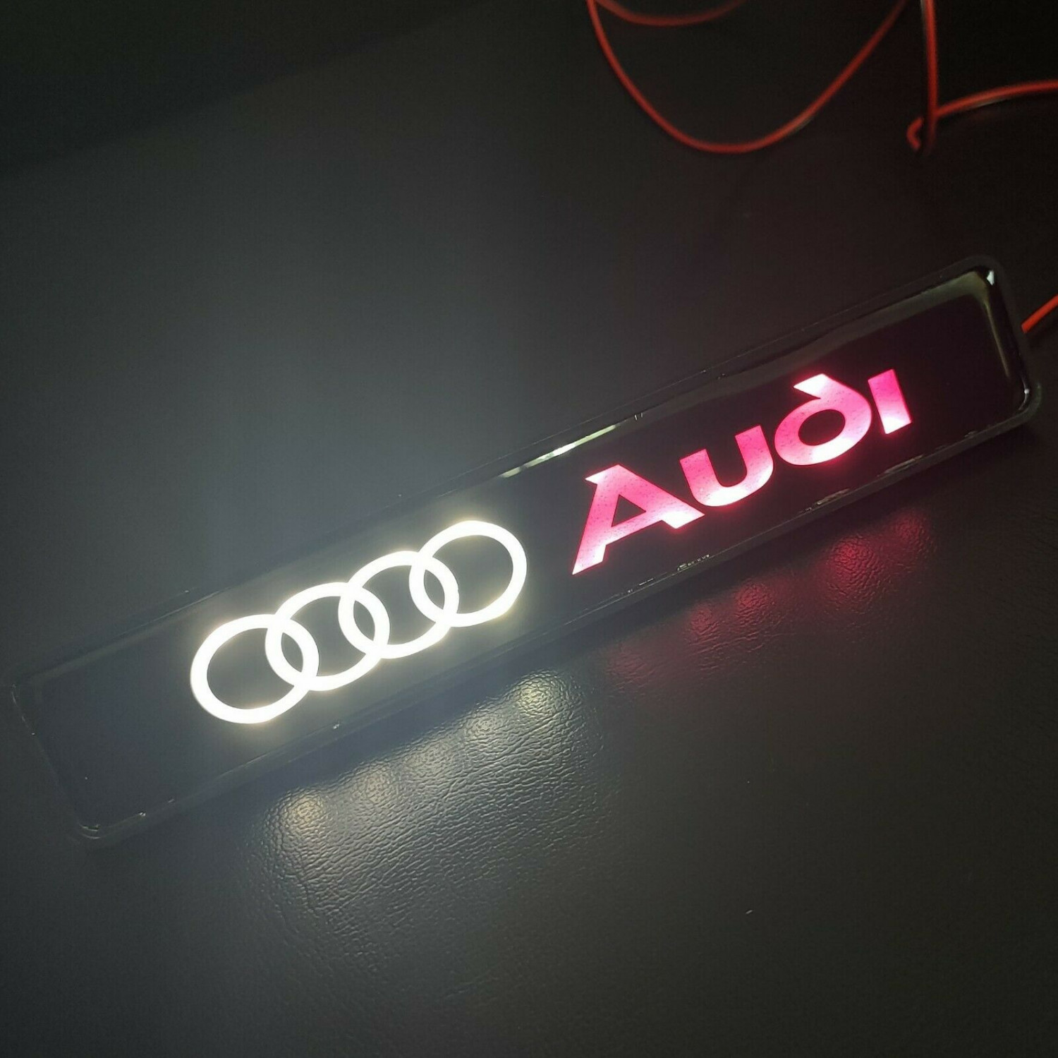 1Pc AUDI Car Front Grille Luminous Emblem Badge LED Decoration Lights Car Logo