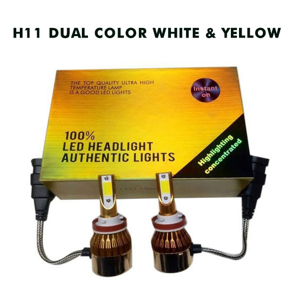 100% LED HEADLIGHT AUTHENTIC LIGHTS DUAL COLOR 4500 lumens 2 Color LED Bulbs White Yellow H11 H8 H9
