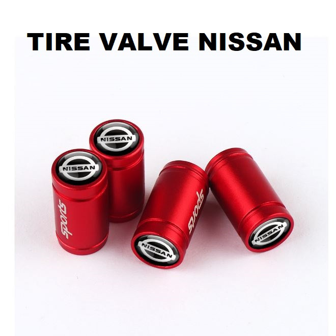RED NISSAN 4pcs Tire Air Valve Caps cover SPORTS Aluminum Alloy Car Wheel Tyre Stem Air Caps Colored