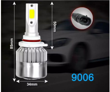 HB4 2pcs C6 Car Bulb Lights Led Auto Bulbs Headlights 6000k White Light