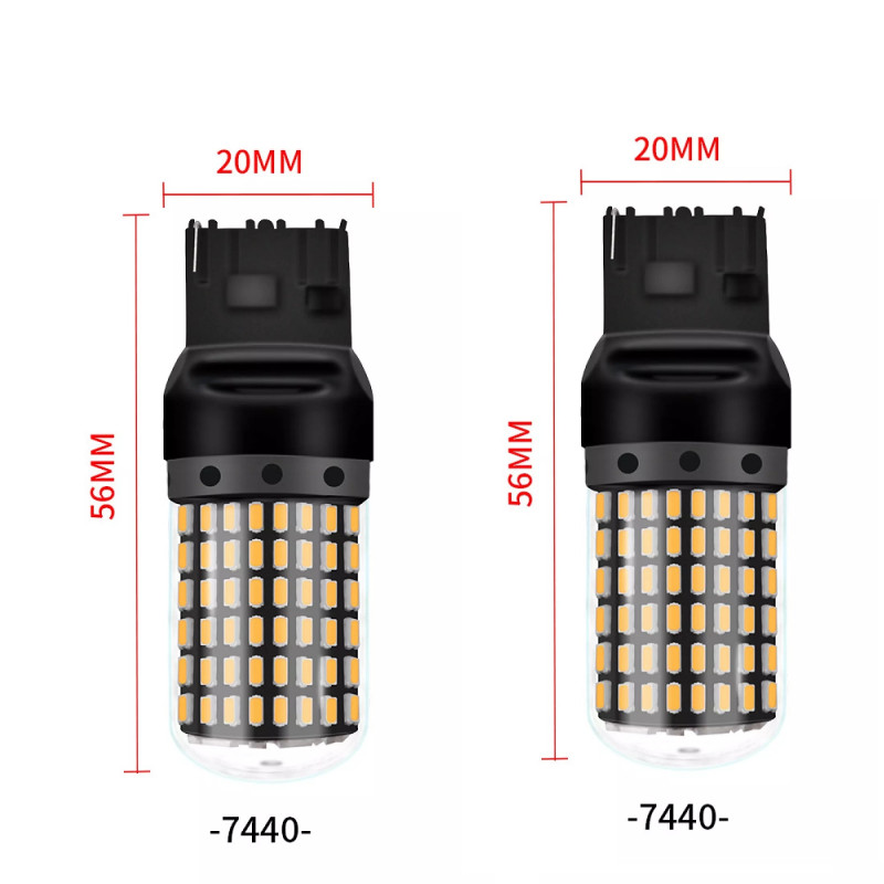 WHITE 2PCS 144 LED T20 Bulb Tail Light Signal Lights Single Contact Bulbs