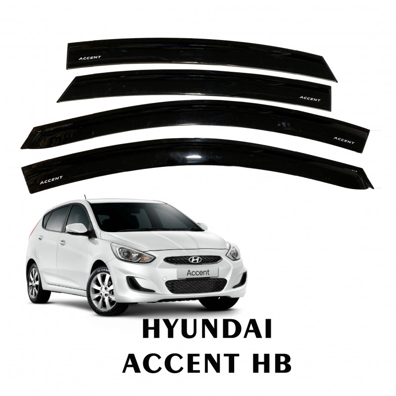 Hyundai Accent Hatchback 2012-2018 Rain Guard Window Door Sun Visor Black OEM