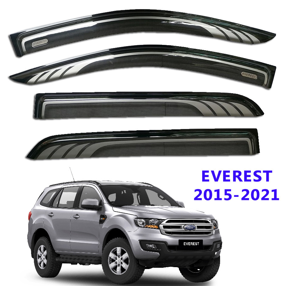 Ford Everest 2015-2021 Rain Visor Titanium 10cm 2 Tone Black Net Aeromax