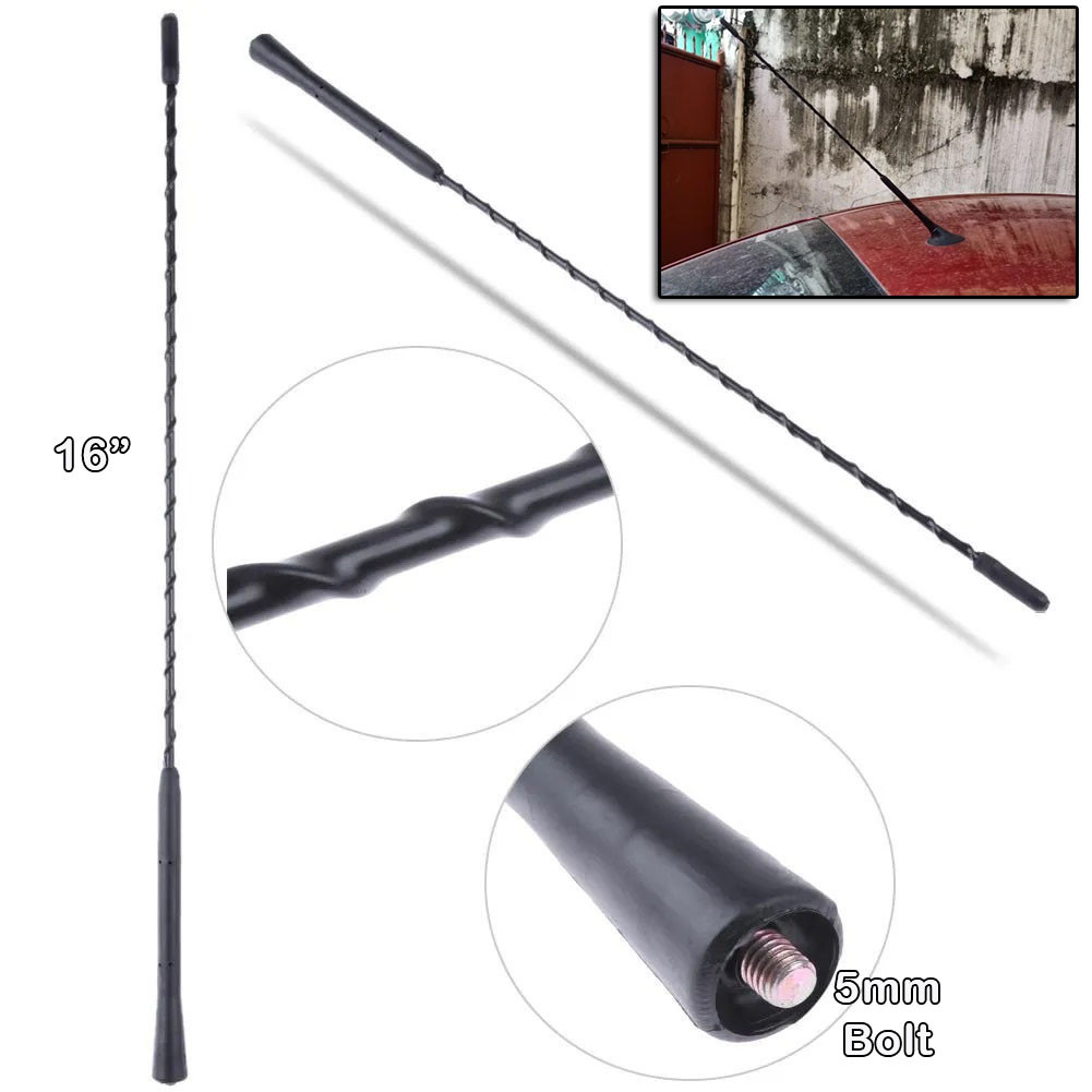 16 inch Universal Stick Antenna Car Auto Roof Mast Stereo Radio FM/AM Amplified Signal for Nissan Navara NP300/ Ertiga / Mazda 3