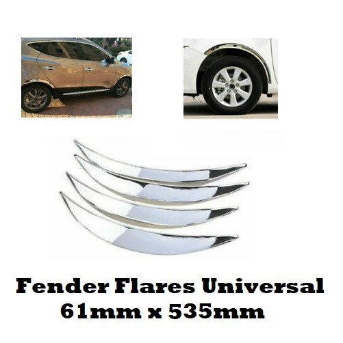 4pcs Chrome Car Wheel Eyebrow Arch Protector Trim Fender Flares Universal 61mm x 535mm