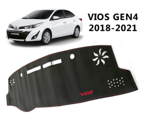 2013-2018 Vios Gen3 Dashboard Cover Leather Type Heavy Duty with Red Stitch Anti-Slip