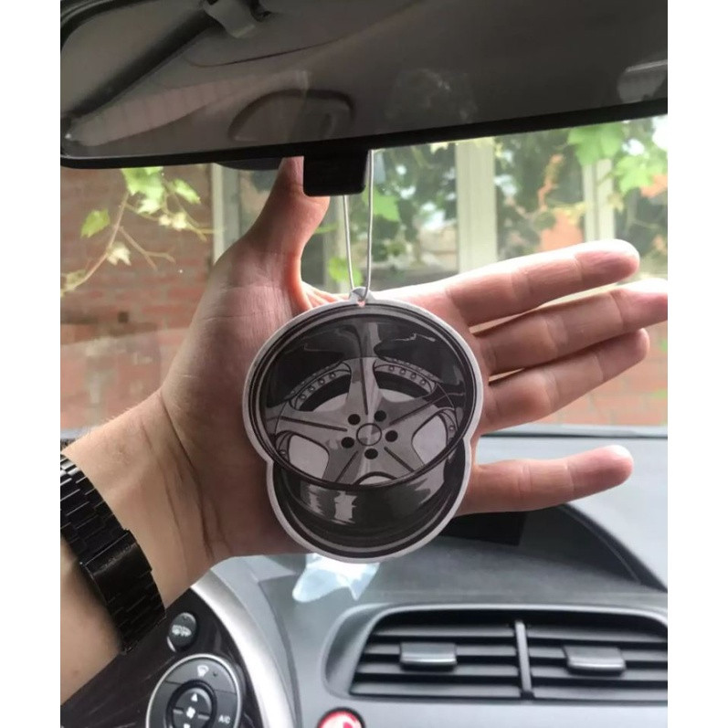 JDM Japan WHEELS WITH EDGE Badge Car Paper Air Freshener Auto Hanging Perfumed Fragrance (peach)