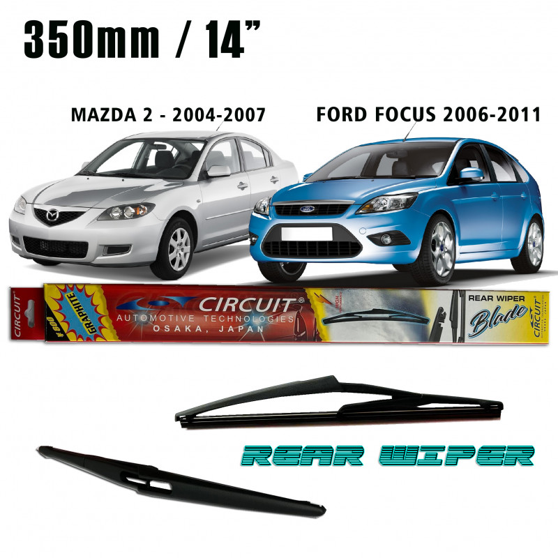 CRW-350-F CIRCUIT GRAPHITE REAR WIPER BLADE FOR MAZDA 2, MAZDA 3, FORD FOCUS 2006-2011
