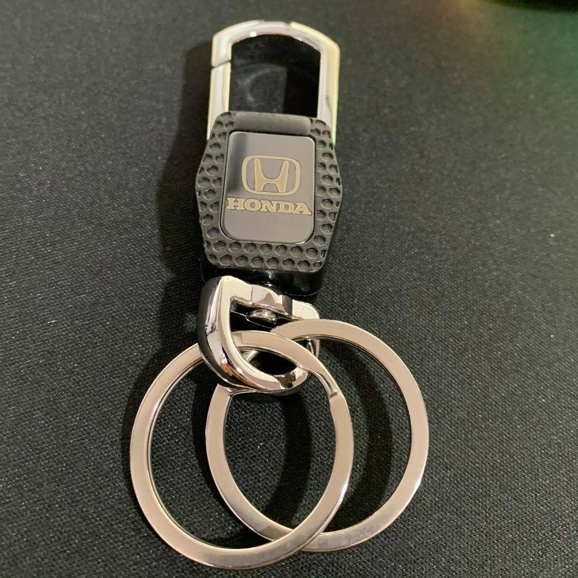 HONDA CAR Double Ring Car Motorcycle Key chain Universal Aluminum Alloy Chrome Black Keychain