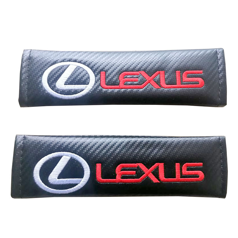 2pcs LEXUS Car Seat Belt Shoulder Pad Carbon Fiber Sports Design Seat Belt Cover