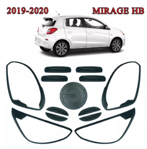 2019-2022 Mitsubishi Mirage Hatchback HB Garnish Set Combo Matte Black