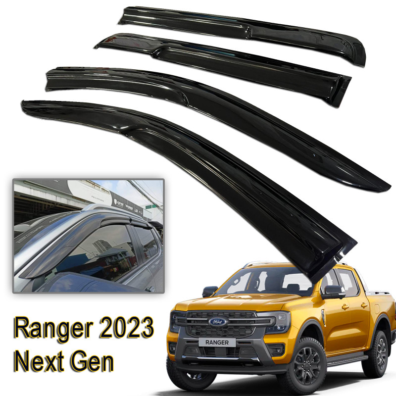 Ford Ranger 2023 next Generation Wildtrak / XLT / XLS Rain Sun Visor All Black 4D Made in Thailand