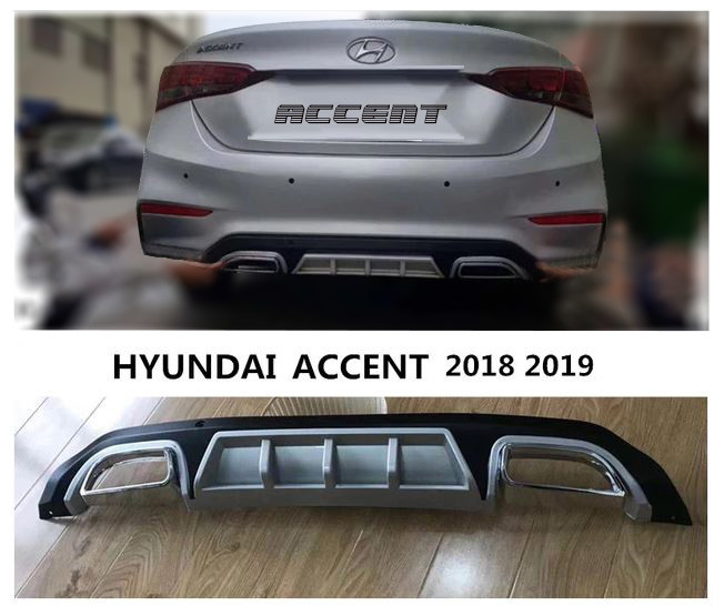 XHQP-AT012 Hyundai Accent 2018-2021 Rear Diffuser Dual Twin Exhaust Style