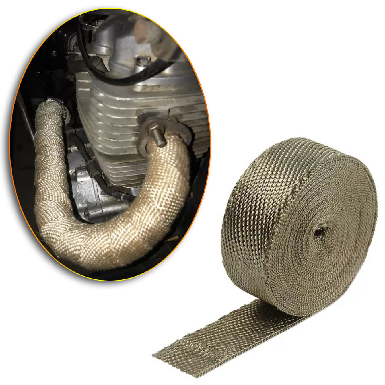 5M Car Motorcycle Thermal Wrap Insulating Exhaust Muffler (Brown