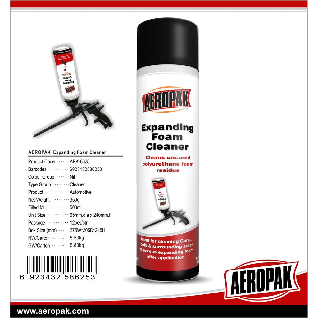 AEROPAK 500ml Expanding PU Foam Cleaner Spray for pu foam machine