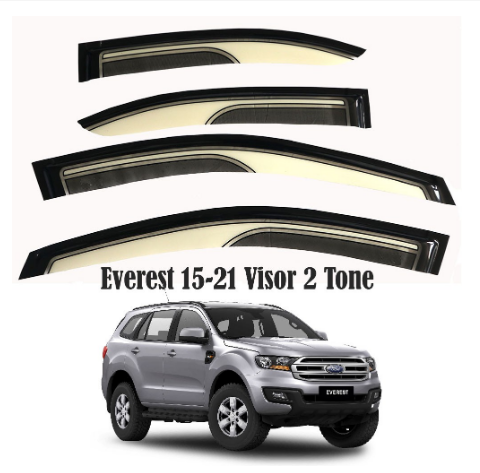 CDMYD-020C FORD EVEREST 2015-2021 (WHITE+BLACK) VISOR Two Tone Rain Visor 2 Toned Thin Material