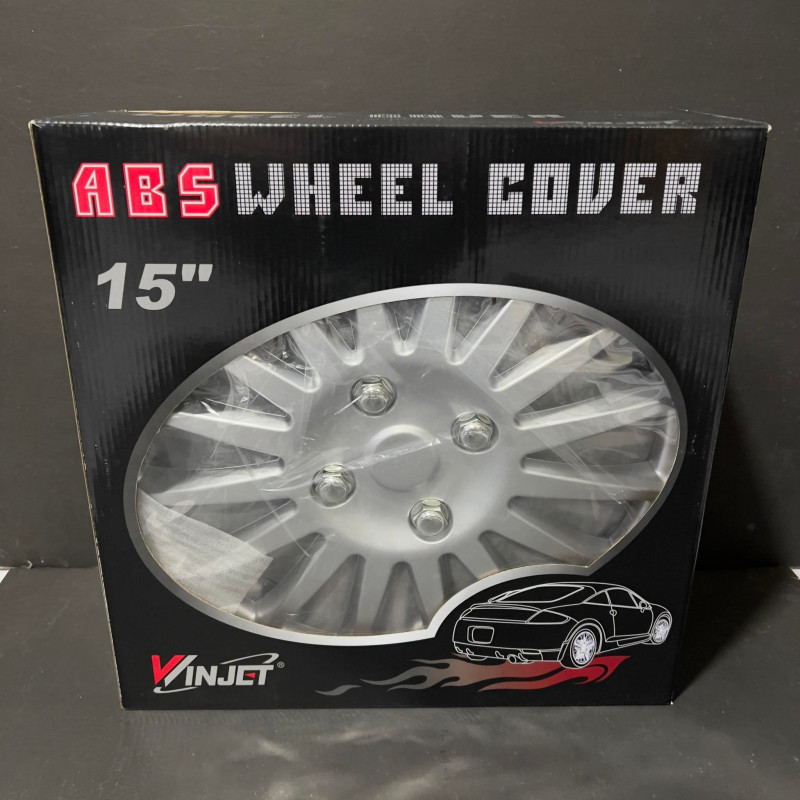 WINJET 15" Chrome WJ-5019-A-15 Silver 4Pcs Hub Caps Wheel Cover Car Wheel Rim Hub Cover Rim Cover