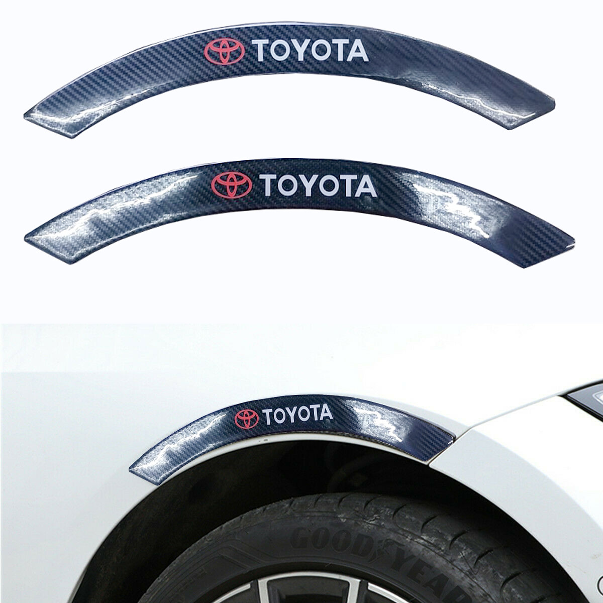 2PCS TOYOTA Car wheel eyebrow strip fender arch trim protector sticker carbon Anti-Collision