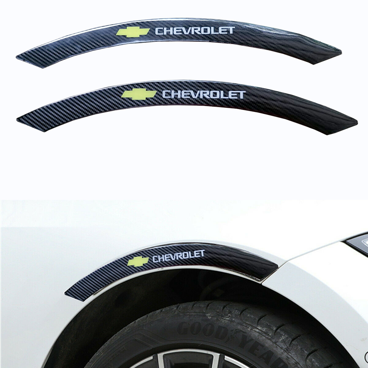 2PCS CHEVROLET Car wheel eyebrow strip fender arch trim protector sticker carbon Anti-Collision