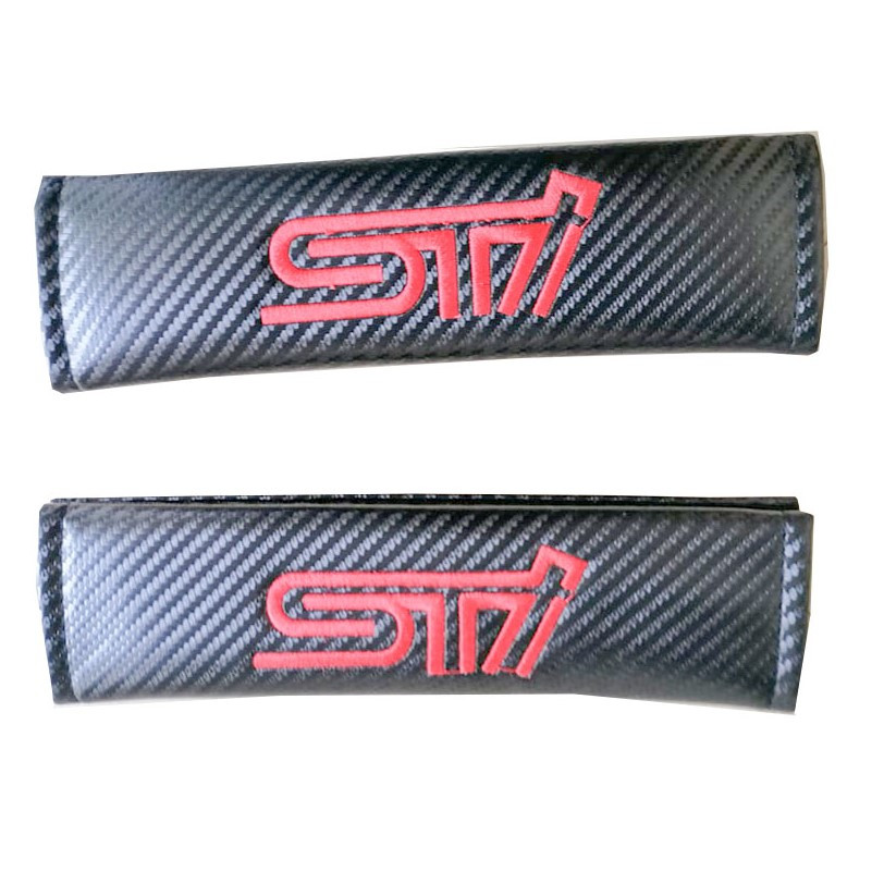 SUBARU STI WRX 2pcs Car Seat Belt Shoulder Pad Carbon Fiber Sports Design Seat Belt Cover