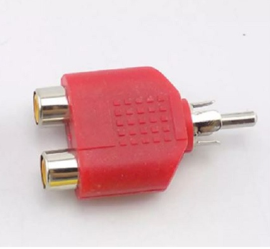 RED RCA Connector Y Splitter AV Audio Video Plug Converter 1 Male to 2 Female Adapter Kit RCA Jack Plug