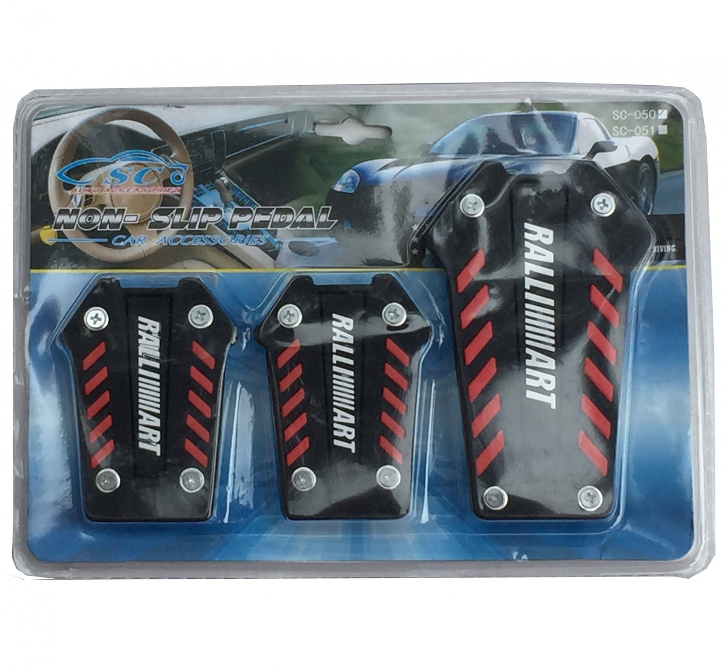 RALLI ART Non-Slip Rubber Pedal Pad Kit Gas Clutch Brake Cover Pads for Manual Transmission Vehicles