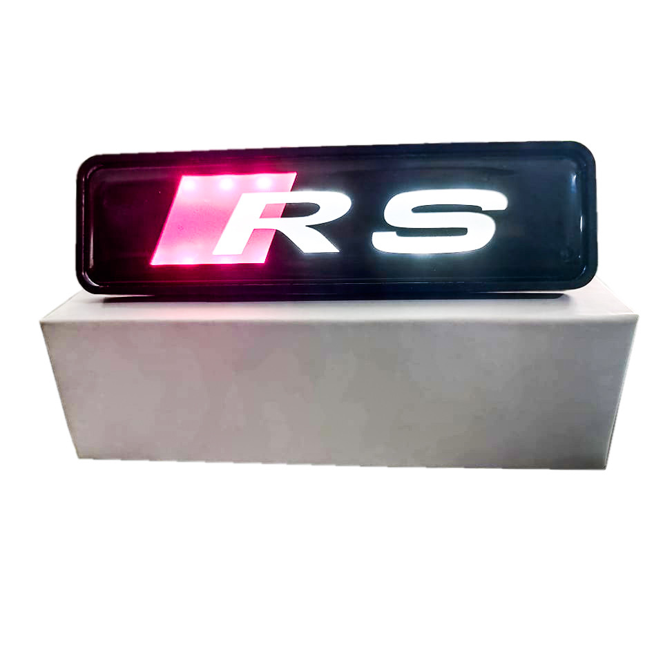 1Pc RS 4 INCHES Car Front Grille Luminous Emblem Badge LED Decoration Lights Car Logo