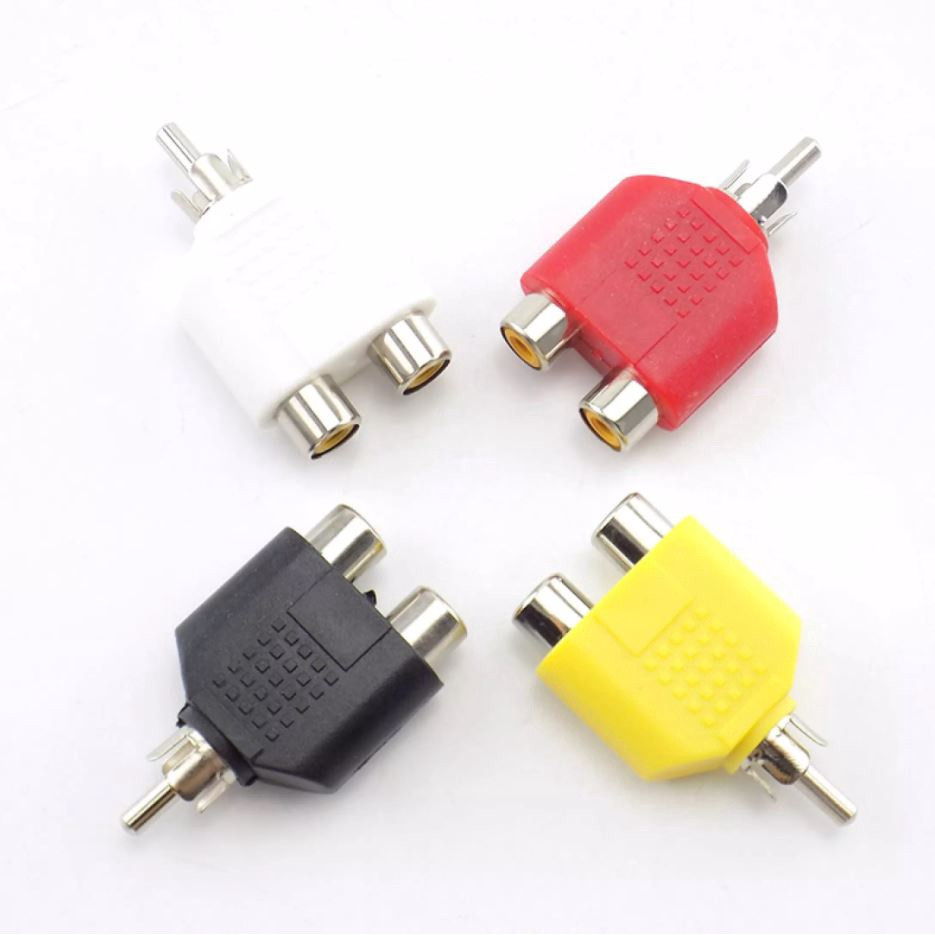 RCA Connector Y Splitter AV Audio Video Plug Converter 1 Male to 2 Female Adapter Kit RCA Jack Plug