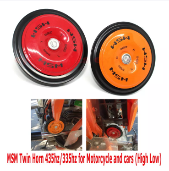 MSM Twin Horn Red/Orange 12V perfect for Motorcycle Cars Horns (No need relay) Plug and Play